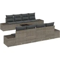 vidaXL Sofa Set 7 stk. Grau [Synthetisch]: Poly Rattan