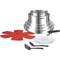 Tefal Topf-Set "Ingenio Emotion, Topf und Pfannenset abnehmbarer Griff, stapelbar", grau (edelstahl), Töpfe, Topf-Set, unversiegelt, Topfset Induktion, platzsparend, stapelbar, L896SD, Topseller