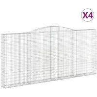 vidaXL Gabionen mit Hochbogen 4 Stk. 400x30x180/200cm Verzinktes Eisen