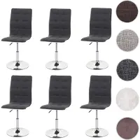 Generique 6er-Set Esszimmerstuhl HWC-C41, Stuhl Küchenstuhl, höhenverstellbar drehbar, Stoff/Textil grau