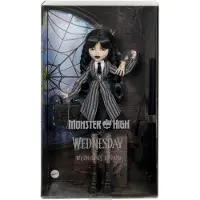 Monster High Wednesday Sammelpuppe, Wednesday Addams in Nevermore Academy Uniform mit Eiskaltem Händchen, Modepuppe, Weiblich, 6 Jahr(e), Junge/Mädchen, 290 mm, 300 g