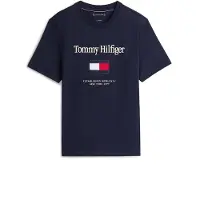 Tommy Hilfiger T-Shirt "TOMMY EMBRO FLAG", Herren, Gr. L, desert sky, Single Jersey, Obermaterial: 100% Baumwolle, regular fit, Rundhals, Shirts T-Shirt, mit Logostickerei, Jersey, normale Passform