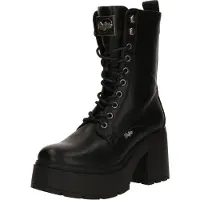 Buffalo Mila Lace Up Mid Damenschuhe Schnürstiefel Schwarz Freizeit