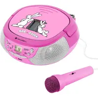 GoGen Radio Bob und Bobek für Kinder, rosa, CD, Karaoke, Bluetooth, Mikrofon, 110x215x210 mm