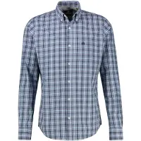 Lerros Langarmhemd , Herren, Gr. XL, N-Gr, blau (classic navy), Web, Obermaterial: 100% Baumwolle, kariert, regular fit hüftbedeckend, Rundhals, Hemden Langarmhemd, kariert, mit Knopfleiste