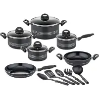 GSW Topf-Set "Milano, inkl. 5-teiliges Küchenhelfer-Set", schwarz, Töpfe, Topf-Set, Kochtopf-Set mit Antihaft-Versiegelung, Induktion