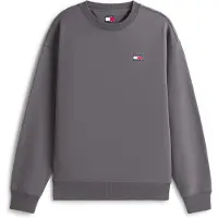 Tommy Hilfiger Sweatshirt TOMMY JEANS "TJ BADGE CREW", Damen, Gr. XXL, grau (washed schwarz), Sweatware, Obermaterial: 100% Baumwolle, relaxed fit, Rundhals, Bündchen, Sweatshirts Sweatshirt, unisex, relaxed fit