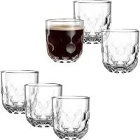 Leonardo Gläser-Set "Kaffee-Glas GOCCE, 220 ml, 6er-Set", transparent, H:8,2cm Ø:7,6cm, Glas, Trinkgefäße, Gläser-Set, 1. Variante, mit Tropfenrelief
