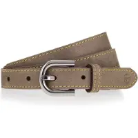 Tamaris Ledergürtel , Damen, Gr. 95, grau (taupe), Leder, unifarben, Gürtel Ledergürtel, mit Kontrastnaht