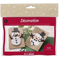 Creativ Company Mini Hobbyset Dekoration, Weihnachtskarten mit Schneemännern, schwarz, braun, mittelorange, weiß, 1 Box
