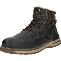 Mustang Winterboots SHOES "Maril", Herren, Gr. 42, blau (navy), Lederimitat, kontrastfarbene Details, Schuhe Winterboots, Workerboots, Schnürboots mit TEX-Ausstattung