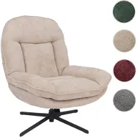 Mendler Relaxsessel HWC-P32, Fernsehsessel Nosagfederung Polstersessel, drehbar Metall Stoff/Textil Chenille (370 g/m²) creme