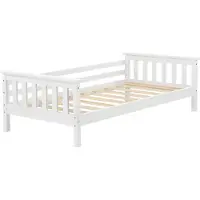 En.casa Kinderbett Nuuk mit Stauraum 70x140 cm Jugendbett bis 50 kg mit Lattenrost Kojenbett Kiefernholz Weiß