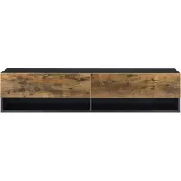 En.casa TV-Lowboard 'Halmstad' mit 2 Klapptüren und 2 offenen Fächern 140 x 31 x 30 cm hängend Schwarz/Eicheoptik dunkel