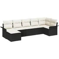 vidaXL Gartensofa-set 7 stk. Schwarz Poly-Rattan
