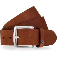 Mustang Ledergürtel , Herren, Gr. 85, braun (cognac), Leder, unifarben, Gürtel Ledergürtel, Mit Druckknopf-Applikation auf der Schlaufe, 4 cm