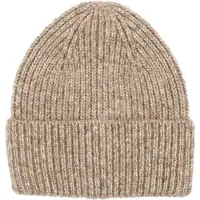 CAPO Strickmütze , Damen, beige, Strick, Materialmix, meliert, Mützen Strickmütze, Melange-Optik, Rippenstrick, breiter Umschlag