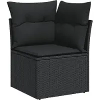 vidaXL 6-tlg. Garten-Sofagarnitur mit Kissen Schwarz Poly Rattan