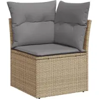 vidaXL 7-tlg. Garten-Sofagarnitur mit Kissen Beige Poly Rattan