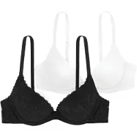 Dorina Push-up-BH "Sonia", Damen, Gr. 70, Cup D, 2, schwarz-weiß (schwarz, weiß), Obermaterial: 90% Polyamid, 10% Elasthan, gemustert, unifarben, bequem, BHs Push-up-BH, mit vorgeformten Cups