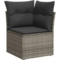 vidaXL 10-tlg. Garten-Sofagarnitur mit Kissen Hellgrau Poly Rattan