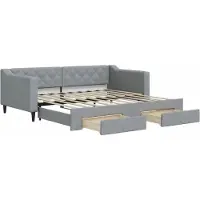 vidaXL Tagesbett Ausziehbar mit Schubladen Hellgrau 90x190 cm Stoff