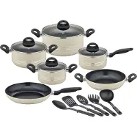 GSW Topf-Set "Milano, inkl. 5-teiliges Küchenhelfer-Set", beige, Töpfe, Topf-Set, Kochtopf-Set mit Antihaft-Versiegelung, Induktion