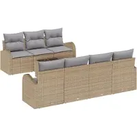 vidaXL Gartensofa-set 8 stk. Beige Poly-Rattan