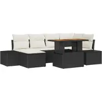 vidaXL Garten-Sofa-Set 7 stk. Schwarz Poly Rattan