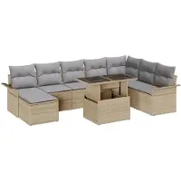vidaXL Sofa Set 9 stk. Beige Poly-Rattan