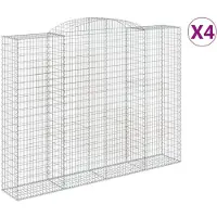vidaXL Gabionen mit Hochbogen 4 Stk. 300x50x220/240cm Verzinktes Eisen