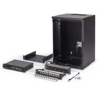Digitus Netzwerk-Set SOHO Pro, 254 mm (10") - 9HE, 315 x 300 mm (B x T), Wandmontiertes Regal, 9U, 60 kg, Sperrschloss, Ablageschienen, Verbessertes Kabelmanagement