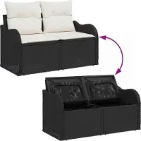 vidaXL Gartensofa mit Kissen Schwarz 121 x 62 x 69cm Poly-Rattan