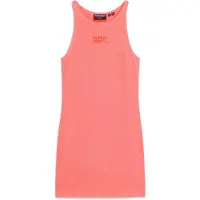 Superdry für Damen. W8011595A Rosa besticktes Kanal-Kleid (S), Lässig, Ärmellos / Hosenträger, Bio-Baumwolle, Nachhaltig