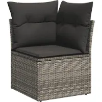 vidaXL 6-tlg. Garten-Sofagarnitur mit Kissen Grau Poly Rattan