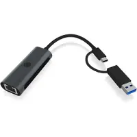 Raidsonic IB-LAN301-C3, USB 3.2 Gen 1 Type-C/Type-A zu 2.5 Gigabit Ethernet LAN Adapter, Anthrazit, Kabelgebunden, USB Type-A/USB Type-C, Ethernet, 2500 Mbit/s, Anthrazit