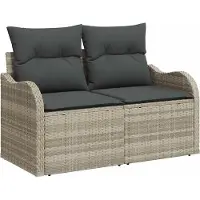 vidaXL Gartensofa-set Hellgrau 55 x 55 x 37 cm Poly-Rattan