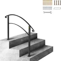 Vevor 3FT Verstellbarer Treppenhandlauf Schwarz Eisen 3 Stufen Stabil Stilvoll Dekoration Wohnen