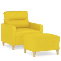 vidaXL Sessel mit Hocker Hellgelb 60 cm Stoff