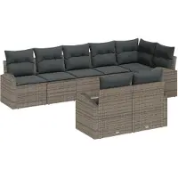 vidaXL Gartensofa-set 8 stk. Grau Poly-Rattan