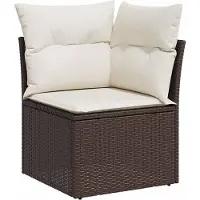 vidaXL Gartensofa-set 10 stk. Braun und Creme Poly-Rattan