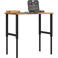 vidaXL Werkbank Hellbraun 100x60x(71,5-98) cm Massivholz Eiche