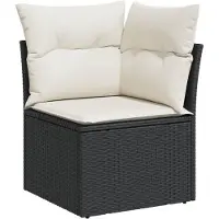 vidaXL 8-tlg. Garten-Sofagarnitur mit Kissen Schwarz Poly Rattan