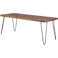 Wohnling Esstisch BAGLI Massivholz Sheesham 180 cm Esszimmer-Tisch Holztisch Metallbeine Küchentisch Landhaus dunkel-braun