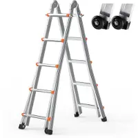 Vevor Teleskopleiter mit A-Rahmen, 5120 mm, kompakte Aluminium-Ausziehleiter, multifunktionale, zusammenklappbare Wohnmobilleiter, für Hausaufgaben, Treppen, Innen- und Außendächer, 150 kg Tragkraft