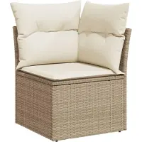 vidaXL 6-tlg. Garten-Sofagarnitur mit Kissen Beige Poly Rattan