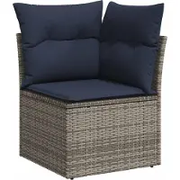 vidaXL 11-teiliges Gartensofa-Set mit Kissen, grau, Polyrattan