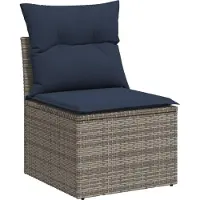 vidaXL 4-teiliges Gartensofa-Set mit Kissen, grau, Polyrattan