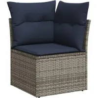 vidaXL 11-teiliges Gartensofa-Set mit Kissen, grau, Polyrattan