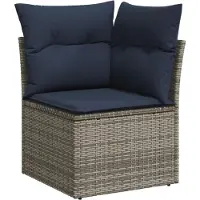 vidaXL 5-teiliges Gartensofa-Set mit Kissen, grau, Polyrattan